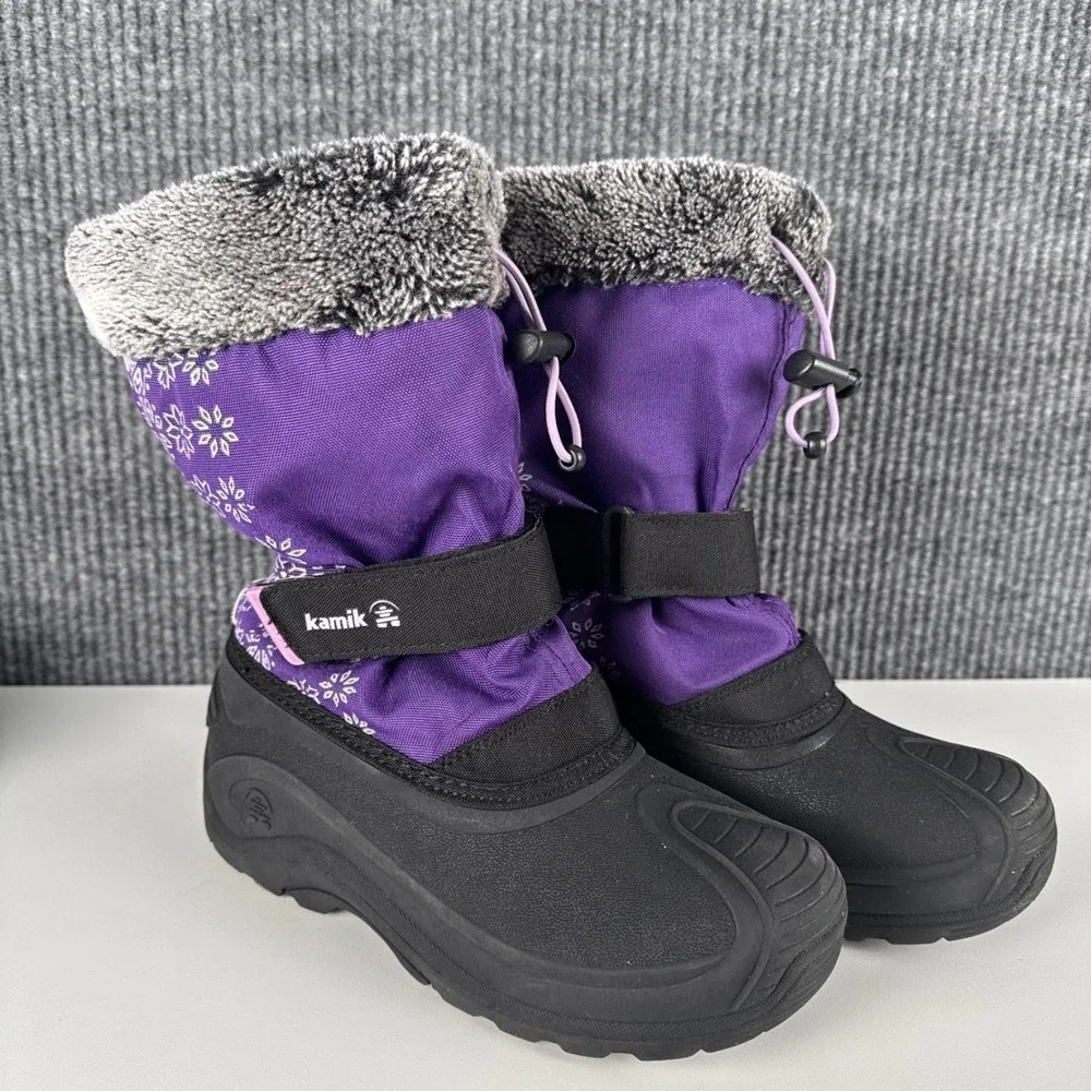 Kamik Snowtale Kids Purple Snowflake Waterproof Winter Boots Size 4 NF4374N SU